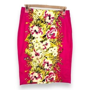 SIZE 4 SUNNY LEIGH FUCHSIA PINK FLORAL  PENCIL SKIRT  BARBIE BARBIECORE